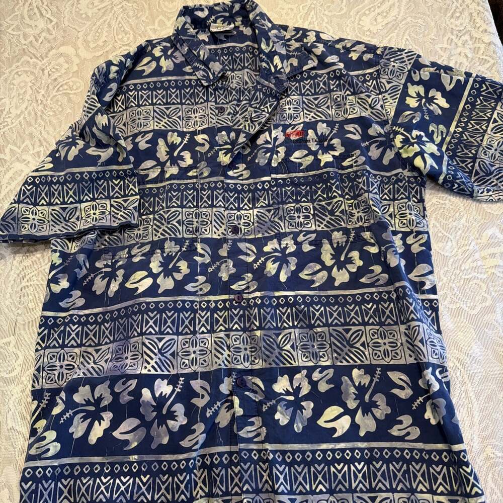 Rum Reggae Men's Hawaiian XL Floral Aloha ButtonUp Cotton Meas In Pics